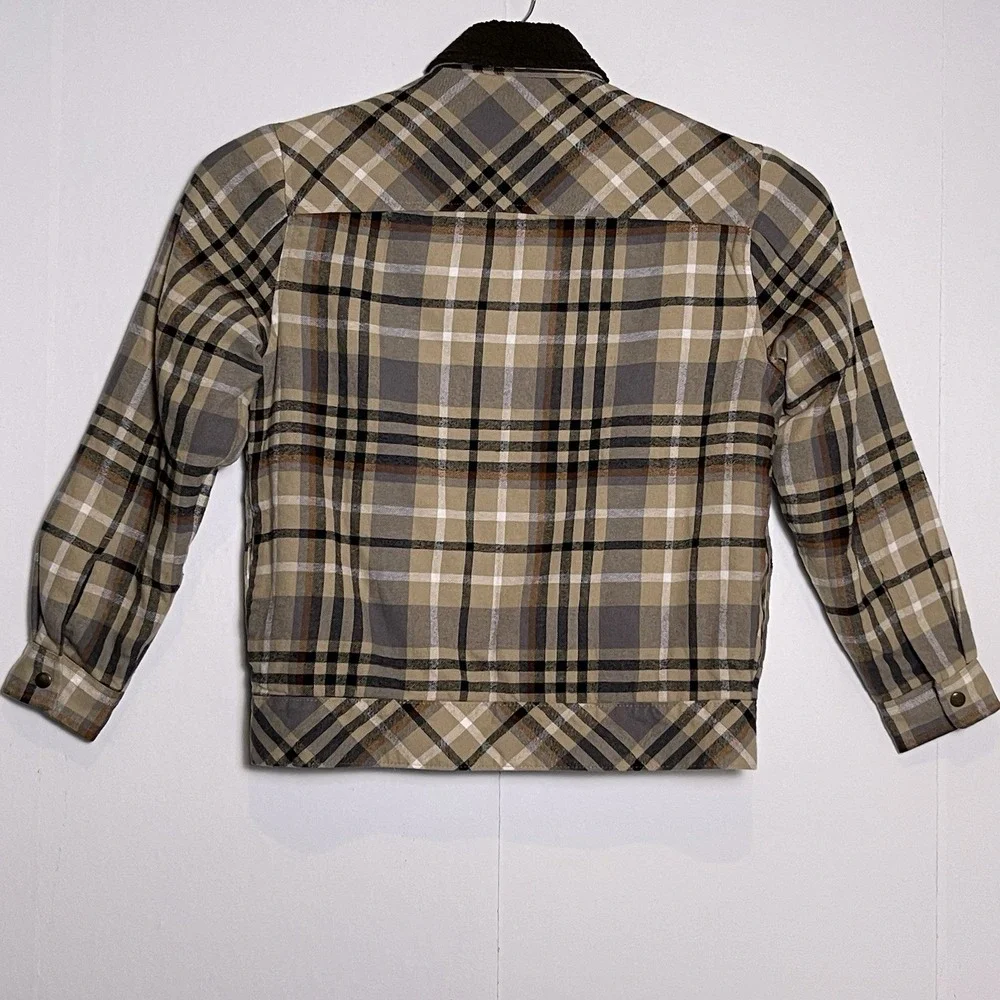 Scotch & Soda Men's Small Tan Brown Mocha Sherpa Lined Plaid Flannel Jacket